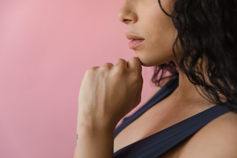 Woman in Blue Tank Top